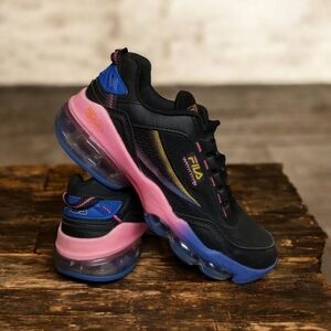 Fila Kids' Black and Pink Sneakers